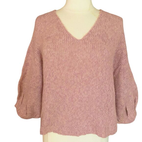 Peruvian Connection Sweater Sz M Alpaca Blend Bishops 3/4 Sleeves Blush Pink - Picture 1 of 9